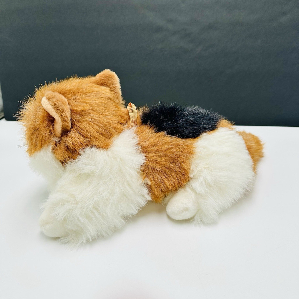 1990 Calico Cat Realistic Plush 11” Commonwealth Stuffed Animal Kitty Blue Eyes - Picture 5 of 7